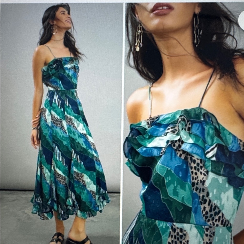 Hutch Anthropologie Ondine Ruffle Maxi Dress - Size 2P